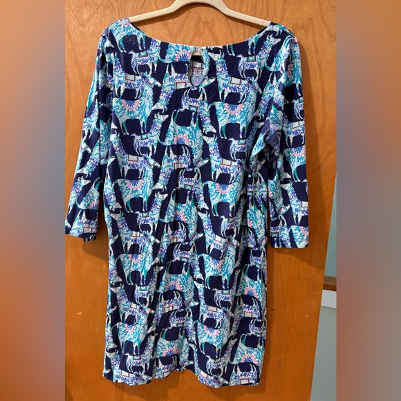 Lilly Pulitzer Llamas Blue and Pink Patterned Sophie Midi Dress XL - Picture 3 of 7